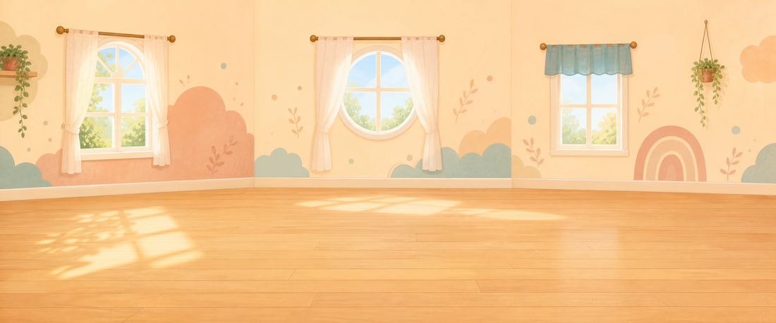 A cosy illustrated playroom with places for penguins to hide